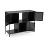 Versa Aparador 3 Puertas Negro Minimal Madera MDF Metal 102x34x78 cm