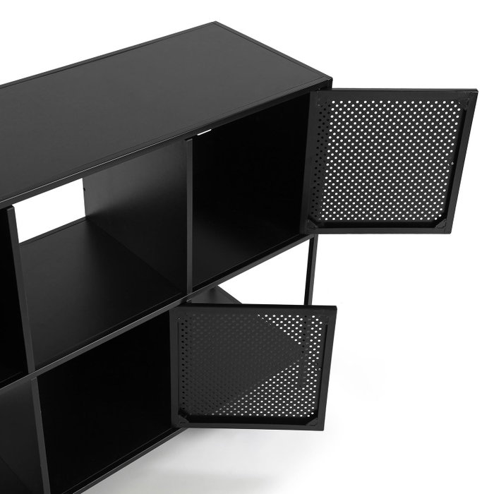 Versa Aparador 3 Puertas Negro Minimal Madera MDF Metal 102x34x78 cm Versa Aparador 3 Puertas Negro Minimal Madera MDF Metal 102x34x78 cm