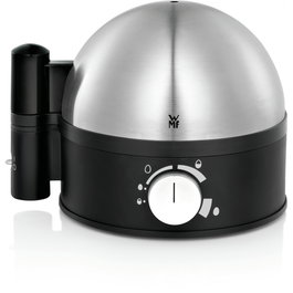 WMF Stelio 0415070011 Cocedor de Huevos, 7 Huevos, Consistencia Ajustable (Duro, Medio, Suave), 380 W, Negro y Cromo