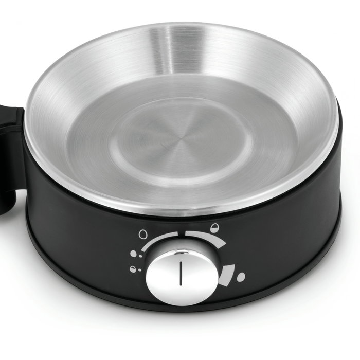 WMF Stelio 0415070011 Cocedor de Huevos, 7 Huevos, Consistencia Ajustable (Duro, Medio, Suave), 380 W, Negro y Cromo