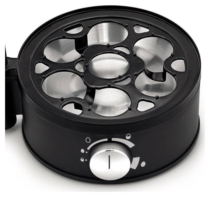 WMF Stelio 0415070011 Hervidor de huevos, 7 huevos, Negro/Cromo