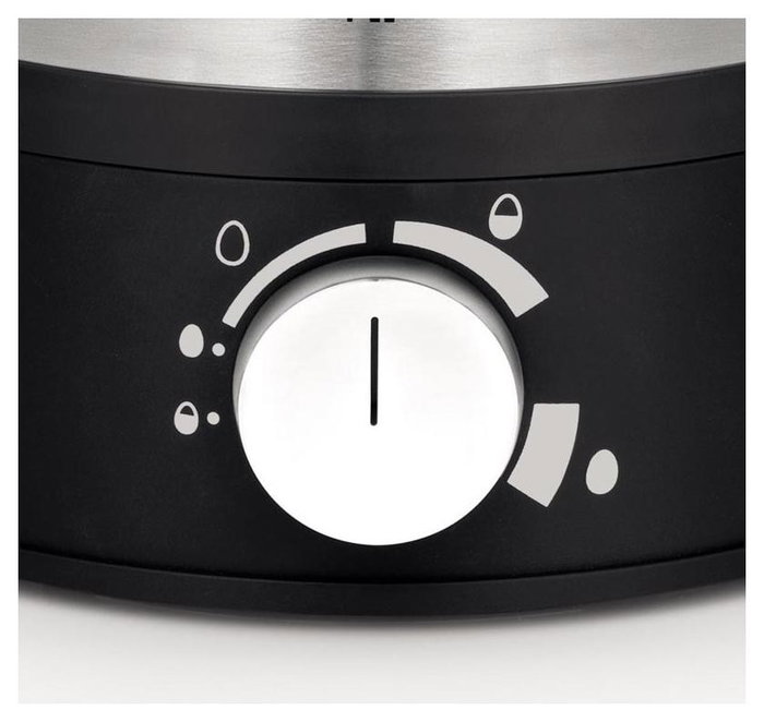 WMF Stelio 0415070011 Hervidor de huevos, 7 huevos, Negro/Cromo