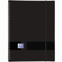 Oxford Carpeta con 30 Fundas Cristal A4 Cierre Goma Plástico Opaco Negro