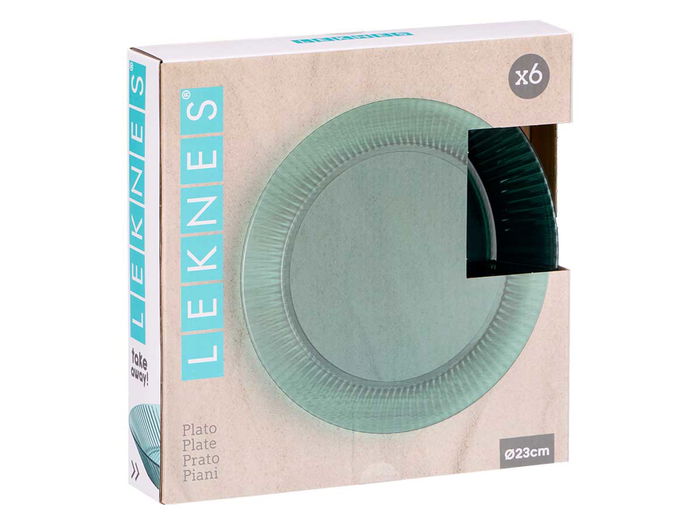 Leknes Plato Rayas Verde 23 cm (Set de 24)