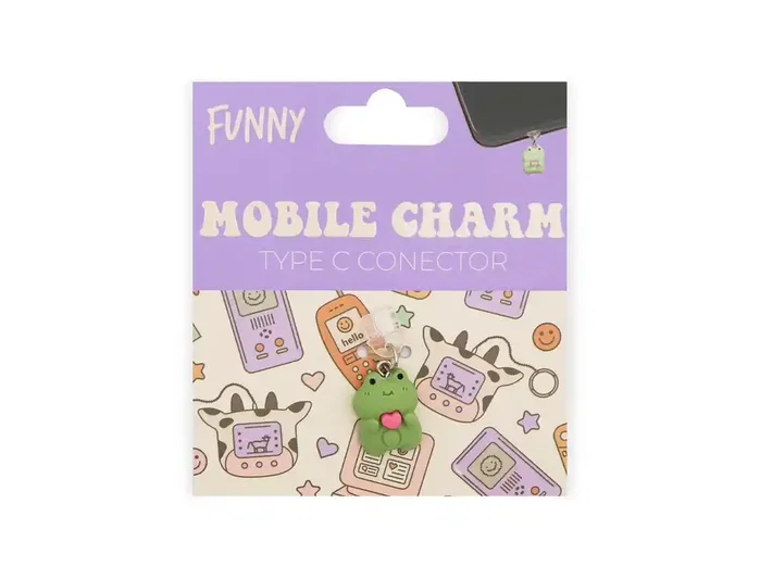 Wondee Colgante charm para móvil Funny Type-C Frog