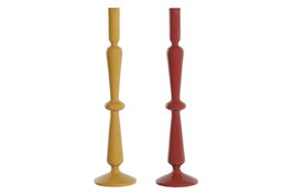 DKD Home Decor Candelabro Sejed Urban Mostaza Terracota Aluminio 10 x 41 x 10 cm (2 Unidades)