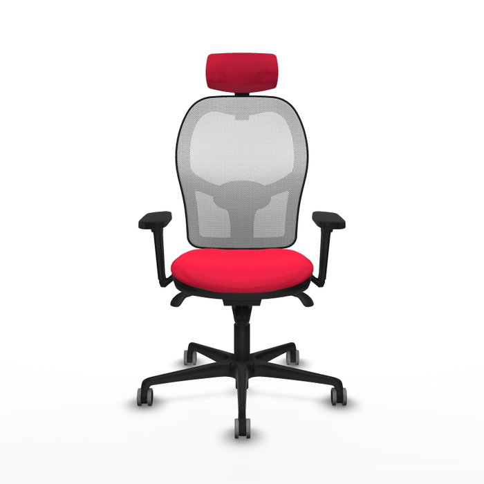 PIQUERAS Y CRESPO Silla de oficina Jorquera con mecanismo Sincro, Tela Roja y Malla Blanca