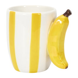 Home Deco Factory Dolce Vita Mug Taza Cerámica con Asa Forma Fruta (Naranja, Limón, Fresa, Plátano) 300 ml