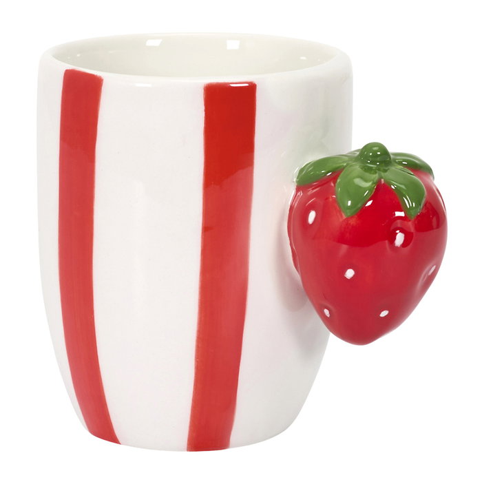 Home Deco Factory Dolce Vita Mug Taza Cerámica con Asa Forma Fruta (Naranja, Limón, Fresa, Plátano) 300 ml