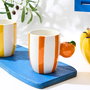 Home Deco Factory Dolce Vita Mug Taza Cerámica con Asa Forma Fruta (Naranja, Limón, Fresa, Plátano) 300 ml