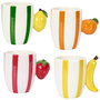 Home Deco Factory Dolce Vita Mug Taza Cerámica con Asa Forma Fruta (Naranja, Limón, Fresa, Plátano) 300 ml