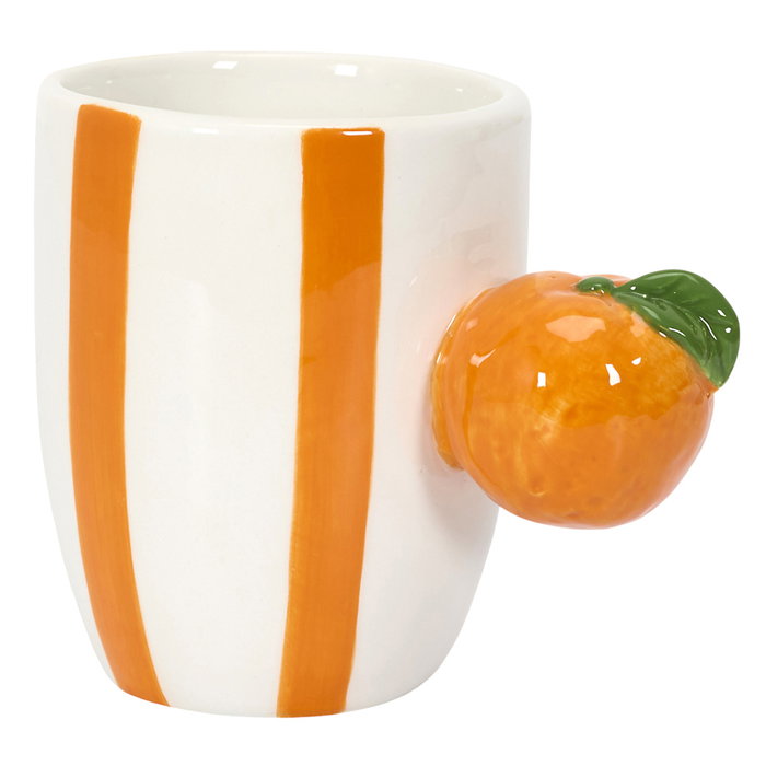 Home Deco Factory Dolce Vita Mug Taza Cerámica con Asa Forma Fruta (Naranja, Limón, Fresa, Plátano) 300 ml
