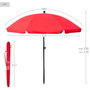 Aktive Beach Sombrilla de jardín 240 cm rojo con protección UV30