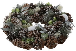 DKD Home Decor Corona Navidad Alpina Verde Natural Piña Porexpan 34 x 8.5 x 34 cm (2 Unidades)