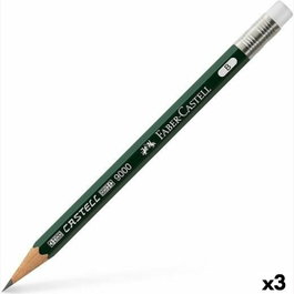 Faber Castell Lápiz Corto con Goma para Recambio 9000 B (Set de 3)