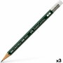 Faber Castell Lápiz Corto con Goma para Recambio 9000 B (Set de 3)