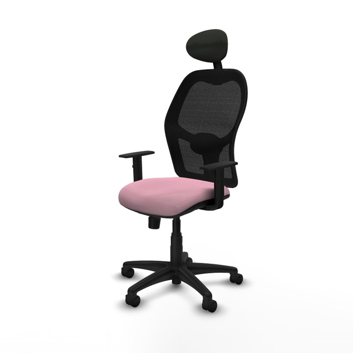 PIQUERAS Y CRESPO Silla de oficina Alocén Rosa y Negro con Mecanismo Sincro
