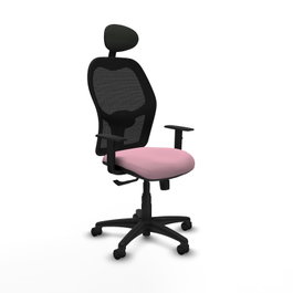 PIQUERAS Y CRESPO Silla de oficina Alocén Rosa y Negro con Mecanismo Sincro