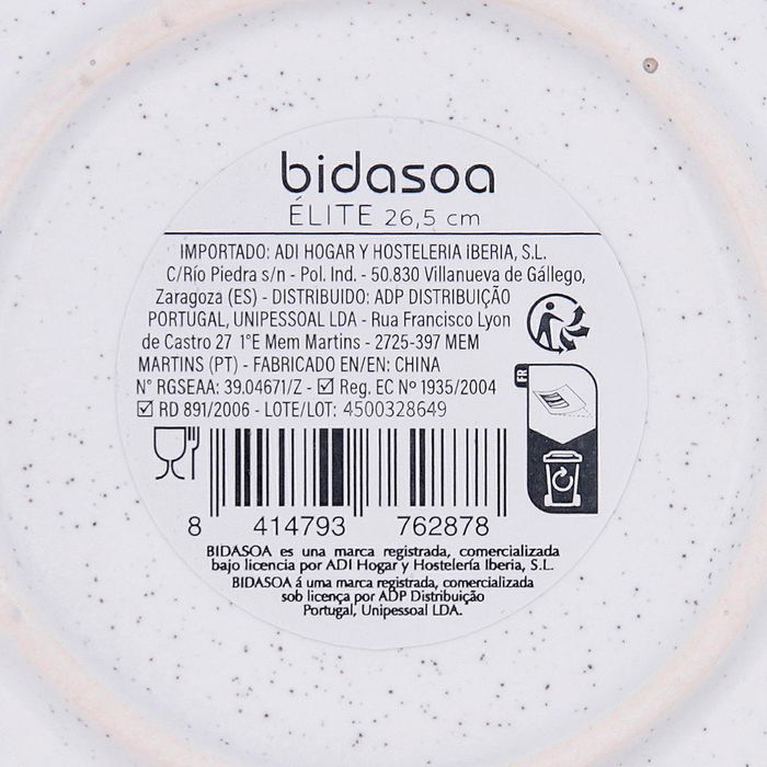 Plato Llano Porcelana Elite Bidasoa 26,5 cm