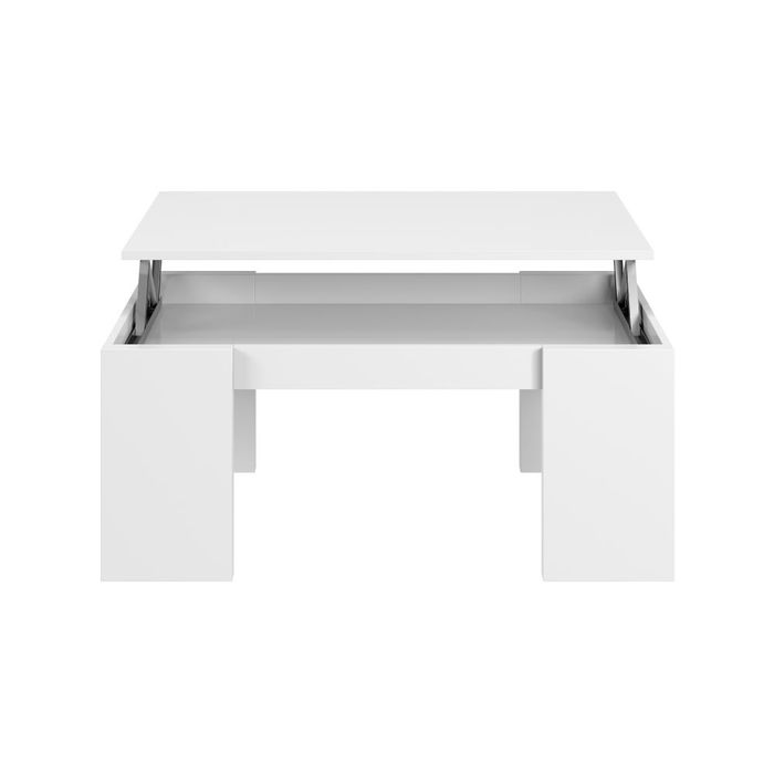 Forés/Arkit Mesa Centro Elevable con Almacenamiento Oculto, Blanco Brillante, 100x50x43 cm (Cerrada)