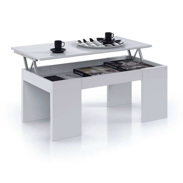 Forés/Arkit Mesa centro elevable, blanco brillo