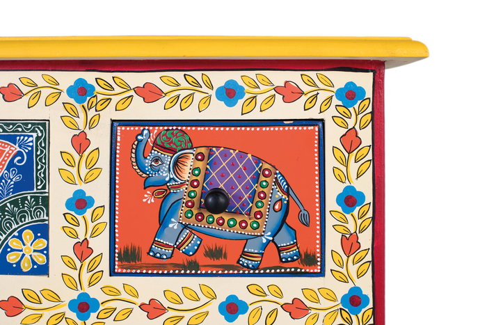 GINER Y COLOMER Mueble Auxiliar con 9 Cajones Pintados a Mano Multicolor en Madera de Mango GINER Y COLOMER Mueble Auxiliar con 9 Cajones Pintados a Mano Multicolor en Madera de Mango