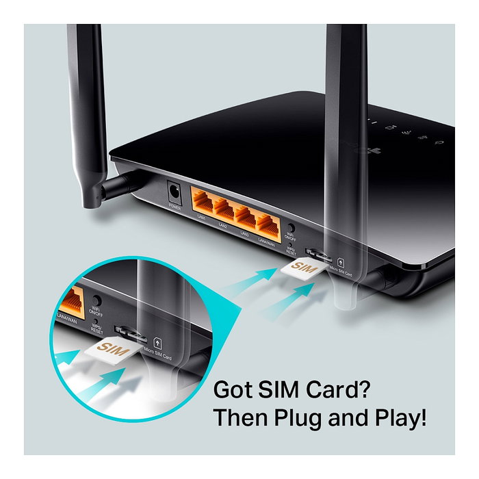 TP-Link Archer MR200 Router 4G LTE Doble Banda AC750 Negro TP-Link Archer MR200 Router 4G LTE Doble Banda AC750 Negro