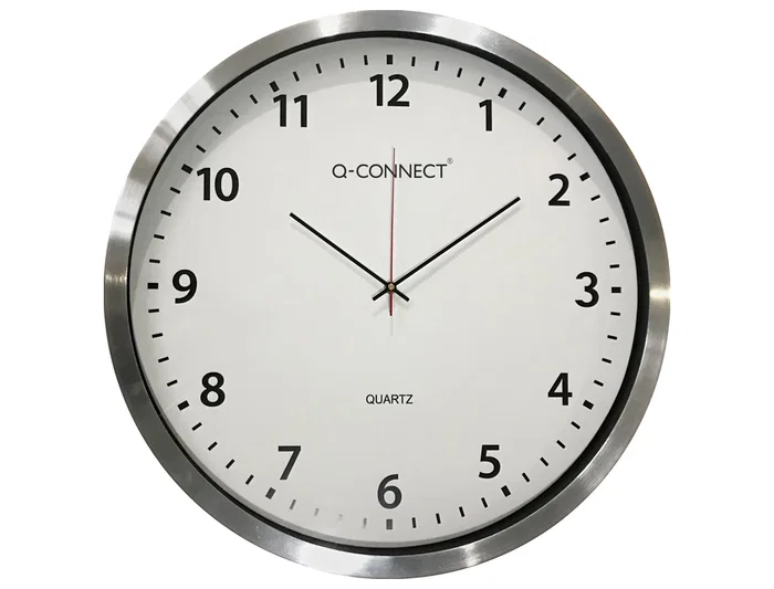 Q-connect Reloj de Pared Redondo Oficina Plástico 50 cm Marco Cromado