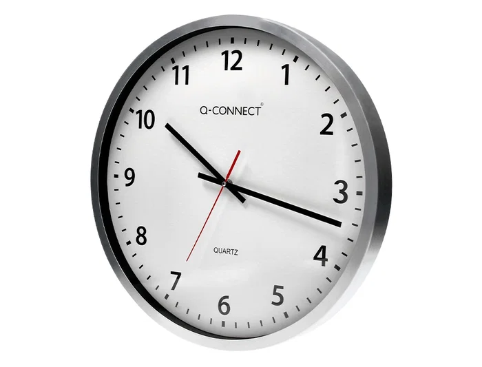 Q-connect Reloj de Pared Redondo Oficina Plástico 50 cm Marco Cromado
