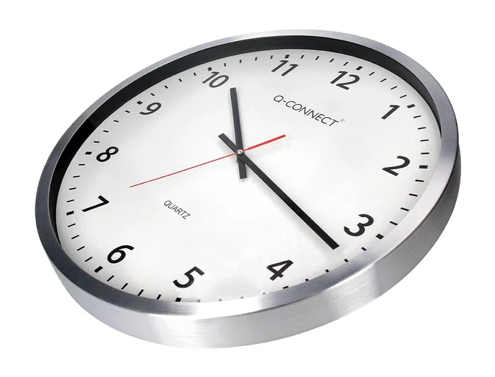 Q-connect Reloj de Pared Redondo Oficina Plástico 50 cm Marco Cromado