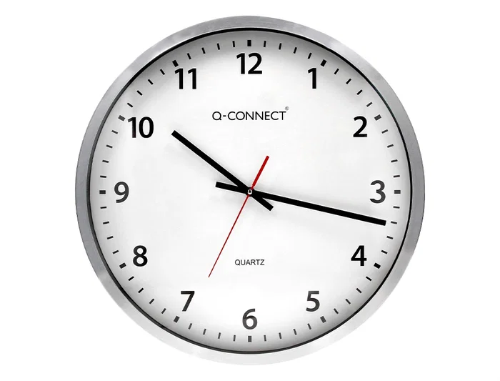 Q-connect Reloj de Pared Redondo Oficina Plástico 50 cm Marco Cromado