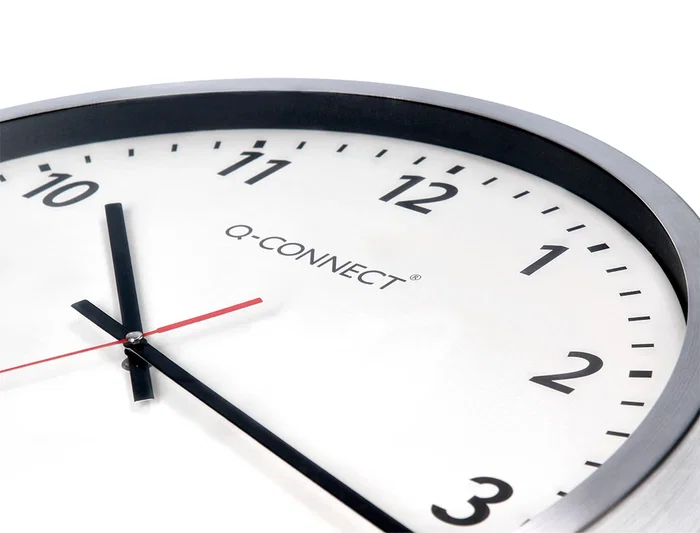 Q-connect Reloj de Pared Redondo Oficina Plástico 50 cm Marco Cromado