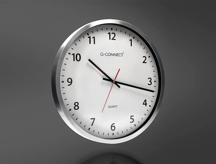 Q-connect Reloj de Pared Redondo Oficina Plástico 50 cm Marco Cromado