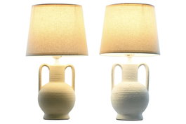 DKD Home Decor Lámpara de Sobremesa de Cerámica con Asa, Surtida
