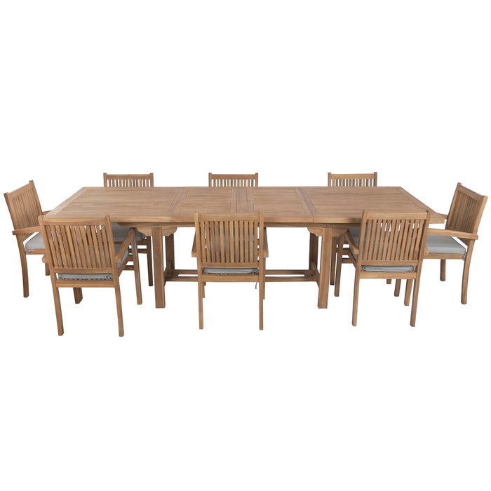 DKD Home Decor Mesa Comedor Set 9 Teca Extensible
