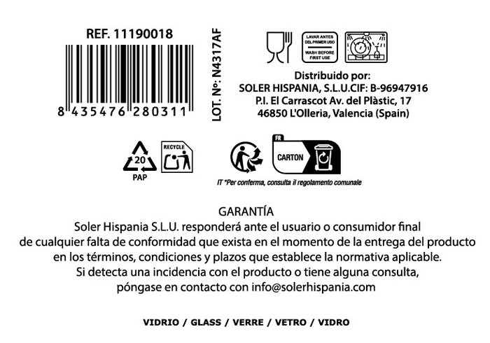 La Mediterranea Vaso Thuraya 275 cc ø8x9 cm (48 Unidades)