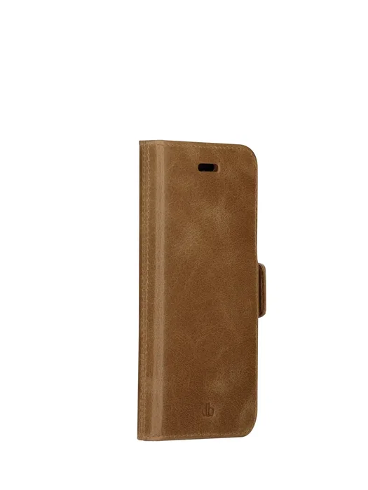 Dbramante1928 CO61GT001670 Funda Cartera de Cuero Bronceado para Apple iPhone 12 / 12 Pro (6.1") - Con Soporte, Protección RFID y Carga Inalámbrica