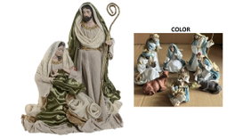 DKD Home Decor Nacimiento de Poliéster Azul y Blanco 24x14x34 cm