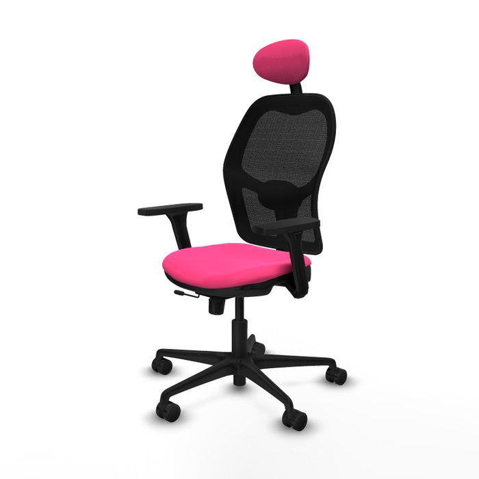 PIQUERAS Y CRESPO Silla de oficina Jorquera Rosa y Negro con Mecanismo Sincro/Traslack