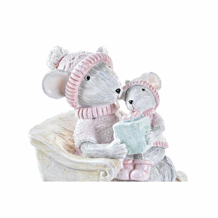 DKD Home Decor Figura de Resina Ratón Rosa, Beige y Gris DKD Home Decor Figura de Resina Ratón Rosa, Beige y Gris