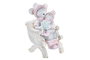 DKD Home Decor Figura de Resina Ratón Rosa, Beige y Gris