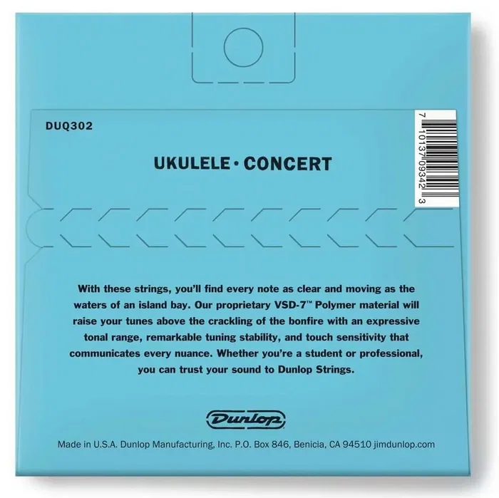 Dunlop Juego de Cuerdas para Ukelele Concert, Calibres .026 .031 .036 .026, Sonido Nítido y Estable