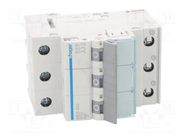 Hager MBS332 Interruptor Magnetotérmico 3 Polos 32A B-32A 6kA QuickConnect Hager MBS332 Interruptor Magnetotérmico 3 Polos 32A B-32A 6kA QuickConnect