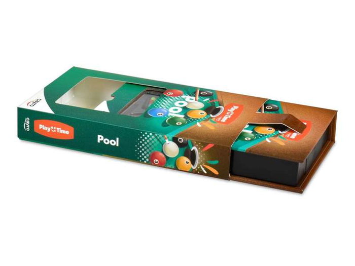 Cayro Play Time Pool, Juego de Mesa de Billar con 2 Palos, 1 Triángulo y 16 Bolas, 8+ Años, Inglés