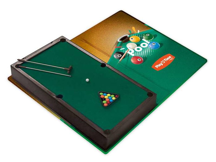 Cayro Play Time Pool, Juego de Mesa de Billar con 2 Palos, 1 Triángulo y 16 Bolas, 8+ Años, Inglés