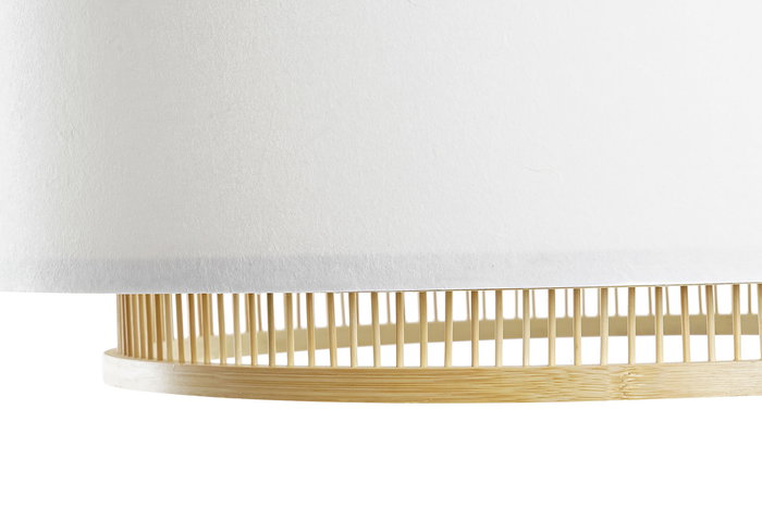 DKD Home Decor Lámpara de Techo Urban Blanco Natural Bambú Poliéster 50 x 25 x 50 cm (2 Unidades) E27 50W 220V