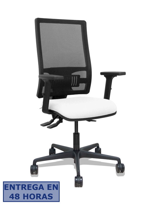 PIQUERAS Y CRESPO Silla Bormate con Mecanismo Asincro, Malla Negra y Asiento Blanco