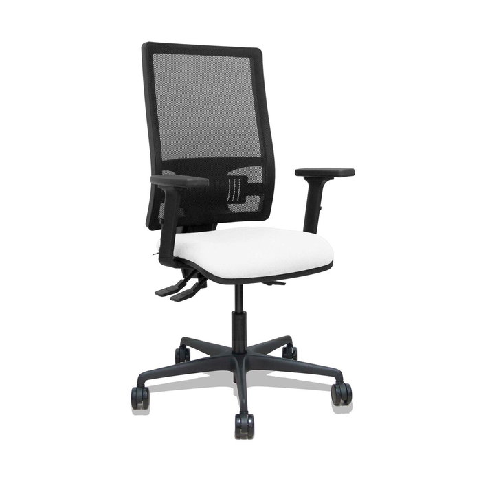 PIQUERAS Y CRESPO Silla Bormate con Mecanismo Asincro, Malla Negra y Asiento Blanco