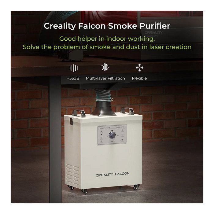Creality 4008060112 Purificador de Humo para Impresora 3D Falcon2 PRO 22W/40W/60W - Negro, Gris