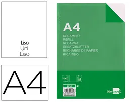 Liderpapel Recambio A4 100 Hojas 60gr Liso Sin Margen 4 Taladros